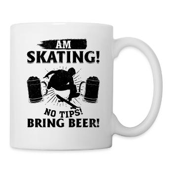 Sur le patinage ! Pas de pourboires ! Apportez de la bière ! - Drôle de skatebo - Mug blanc - blanc - Droite