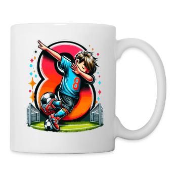 8 Jahre Alter Junge Fußball Geburtstag Idee - Tasse - Weiß - Rechts