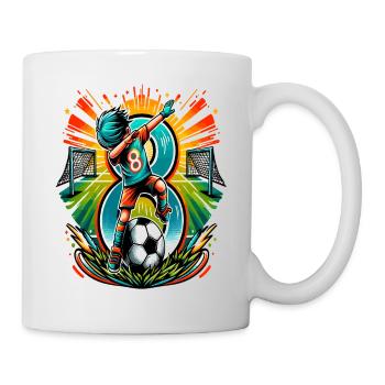 8 Jahre Alter Junge Fußball Geburtstag Idee - Tasse - Weiß - Rechts