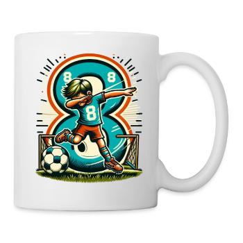 Idée d’anniversaire de football garçon de 8 ans - Mug blanc - blanc - Droite