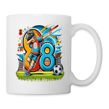 8 Jahre Alter Junge Fußball Geburtstag Idee - Tasse - Weiß - Rechts