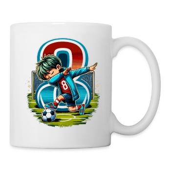 Idée d'anniversaire de football pour un garçon de 8 ans - Mug blanc - blanc - Droite