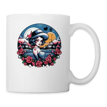 Urlaubsflirt mit Cartoon-Frau am See der Liebe - Tasse - Weiß - Rechts