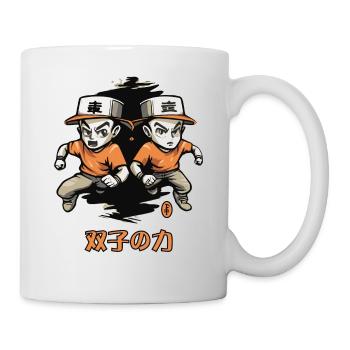 Caricature du pouvoir des jumeaux en japonais - Mug blanc - blanc - Droite