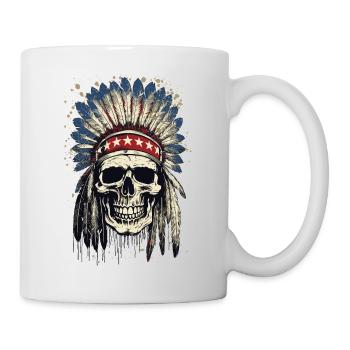 Skull Indian Chief Feather Headdress USA - Mug - white - Right
