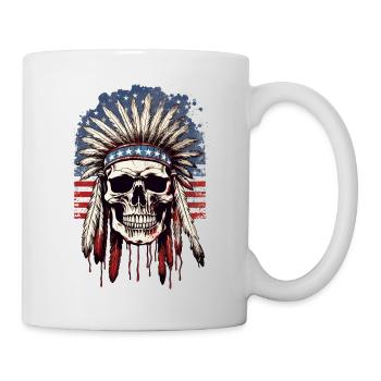 Skull Indian Chief Feather Headdress America - Mug - white - Right