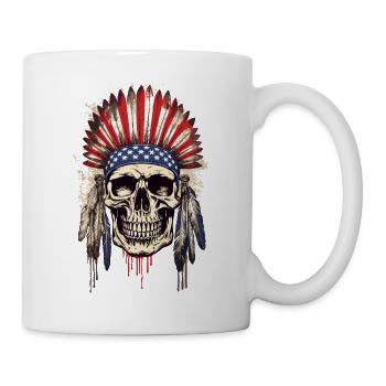 Skull Indian Chief Feather Headdress USA - Mug - white - Right