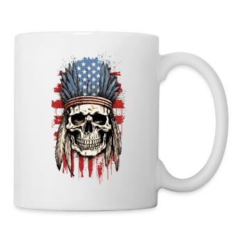 Skull Indian Chief Feather Headdress America - Mug - white - Right