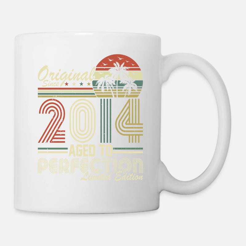 10e anniversaire Vintage rétro cadeau 2014 - Mug blanc - blanc