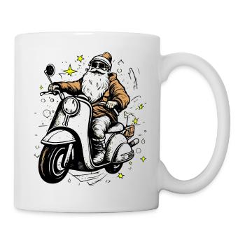 Père Noël sur son scooter - Mug blanc - blanc - Droite