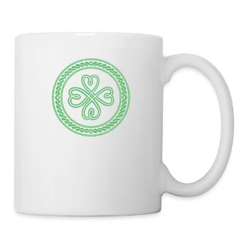 Irischer Segen Keltischer Knoten 4 Blatt Kleeblatt - Tasse - Weiß - Rechts