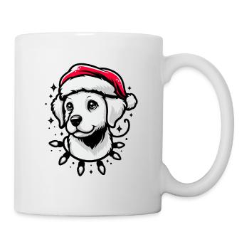 Adorable chien lumières de Noël chapeau de père Noël - Mug blanc - blanc - Droite