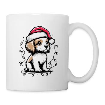 Adorable chien lumières de Noël chapeau de père Noël - Mug blanc - blanc - Droite
