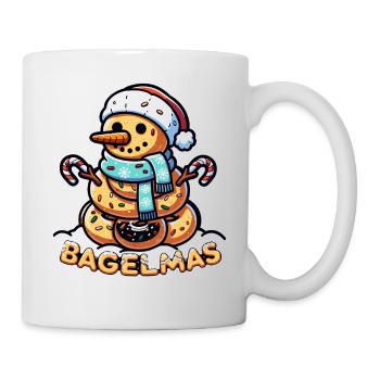 Bagelmas Bagel Snowman Gift | Food Christmas Bagel - Mug - white - Right