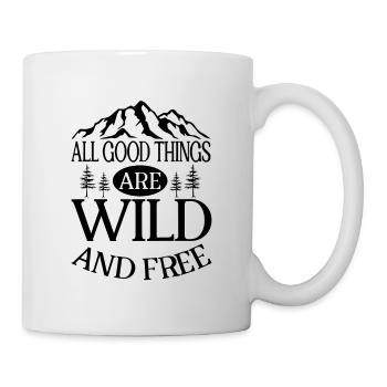 Wild and Free - Outdoor Traveling Hiking Nature - Mug - white - Right