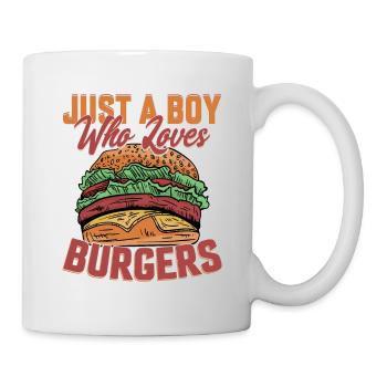 Juste un garçon qui aime les hamburgers Pain à la viande Nourriture Hambur - Mug blanc - blanc - Droite