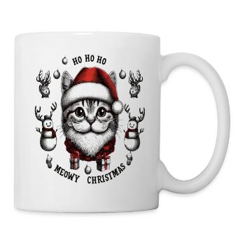 Cat as Santa Claus, Meowy Christmas - Mug - white - Right