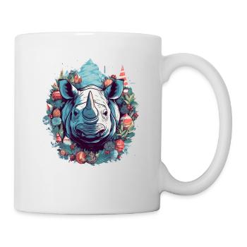 Rhinocéros avec des éléments de Noël, Rhinocéros d’amour - Mug blanc - blanc - Droite