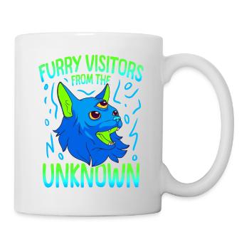 Chat Alien, OVNI, UAP, Espace, Objet volant de l’espace - Mug blanc - blanc - Droite