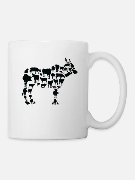 Cow Farmer Animal Farming Cow Silhouette - Mug - white