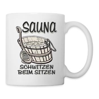 SAUNA SCHWITZEN BEIM SITZEN - Tasse - Weiß - Rechts