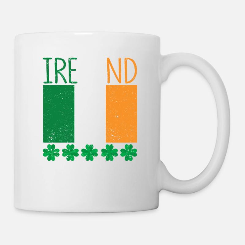 Drapeau irlandais patriotique Irlande trèfle - Mug blanc - blanc