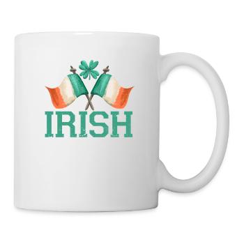 Drapeau irlandais patriotique Irlande trèfle feuille - Mug blanc - blanc - Droite