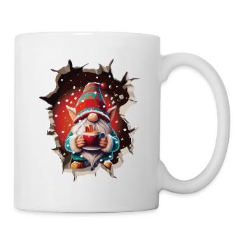 Winter, Weihnachten, Wichtel, Durchbruch, Loch - Tasse - Weiß - Rechts