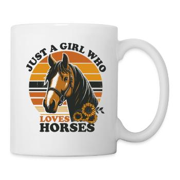 Cadeau d’amant de cheval juste une fille qui aime les chevaux - Mug blanc - blanc - Droite