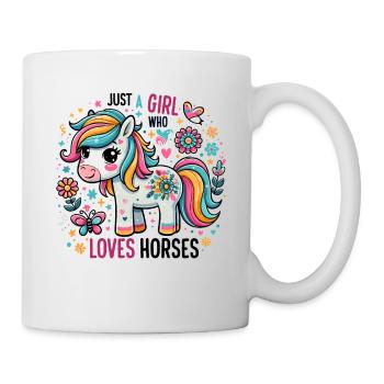 Cadeau d’amant de cheval juste une fille qui aime les chevaux - Mug blanc - blanc - Droite
