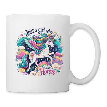 Cadeau d’amant de cheval juste une fille qui aime les chevaux - Mug blanc - blanc - Droite