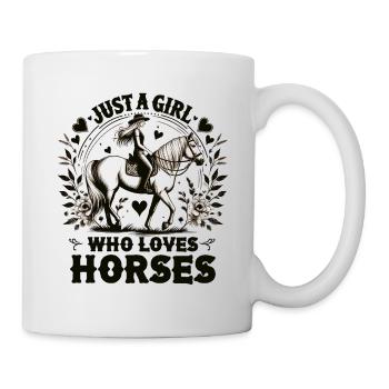 Cadeau d’amant de cheval juste une fille qui aime les chevaux - Mug blanc - blanc - Droite