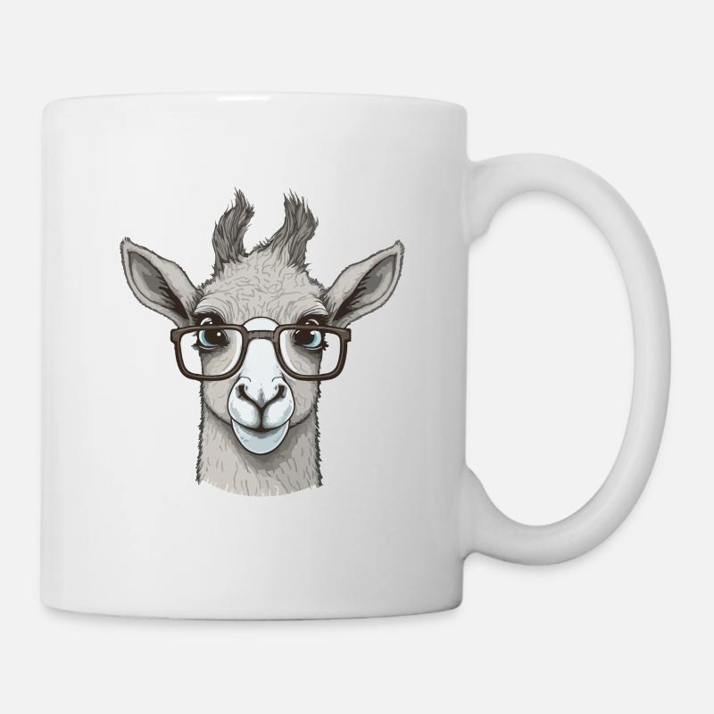 Lama mit Sonnenbrille - Tasse - Weiß