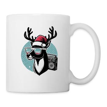 Retro Weihnachten Rentier Weihnachtsmütze - Tasse - Weiß - Rechts