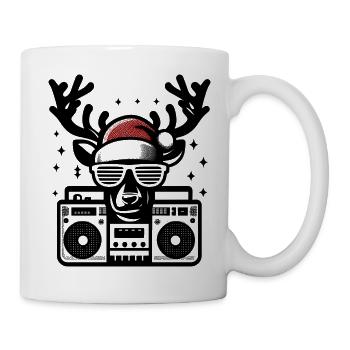 Retro Weihnachten Rentier Weihnachtsmütze - Tasse - Weiß - Rechts