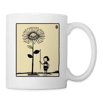 Das winzige Mädchen und die Sonnenblume - Tasse - Weiß - Rechts