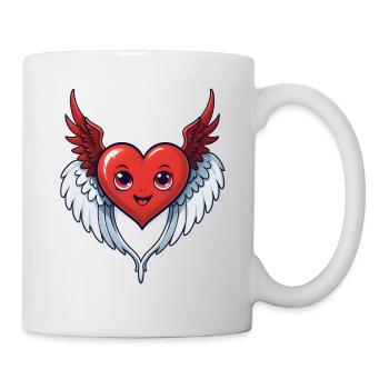 coeur rouge avec des ailes - Mug blanc - blanc - Droite