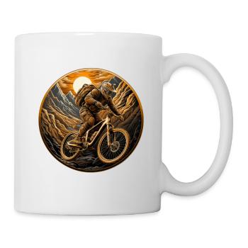 Mountainbiker, Mountainbike, Berge, Sonne - Tasse - Weiß - Rechts