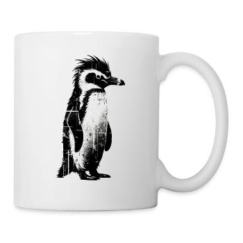 Ausgefallenes Pinguin-Liebhaber-Geschenk im urbanen Grunge-Stil - Tasse - Weiß - Rechts