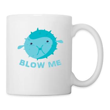 Blow Me T-Shirt - Funny Blowfish Joke Rude Fish - Mug - white - Right