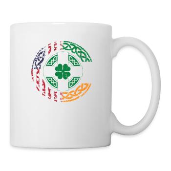 Irish, American, USA, Flag, Celtic Cross - Mug - white - Right