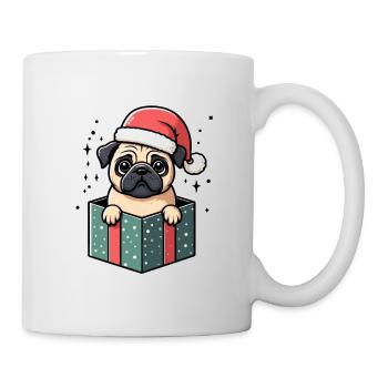 Carlin Dans Cadeau Chien Noël Festif Père Noël Chapeau - Mug blanc - blanc - Droite