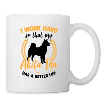 Travailler pour mon Akita Inu Akita japonais - Mug blanc - blanc - Droite