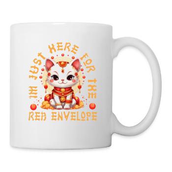 Nouvel An chinois chat chanceux je suis juste ici pour le - Mug blanc - blanc - Droite