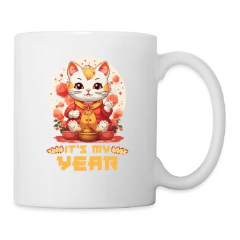 Nouvel An chinois chat chanceux je suis juste ici pour le - Mug blanc - blanc - Droite