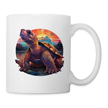 Turtle in the sunset, mountains, lake, nature, - Mug - white - Right