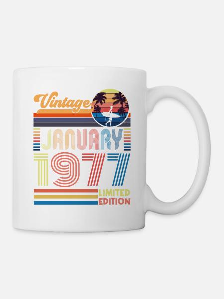 Geburtstag, Januar 1977. Geschenk Januar 1977. - Tasse - Weiß