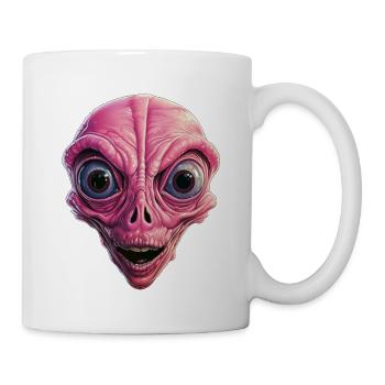 Extraterrestre choqué, choc, visage extraterrestre, curiosité - Mug blanc - blanc - Droite