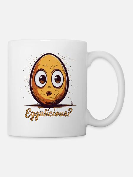 Délicieuse peur de l’œuf de dessin animé drôle - Mug blanc - blanc