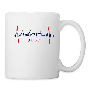 Oslo Skyline Herzschlag Norwegen Liebe I Love Oslo - Tasse - Weiß - Rechts